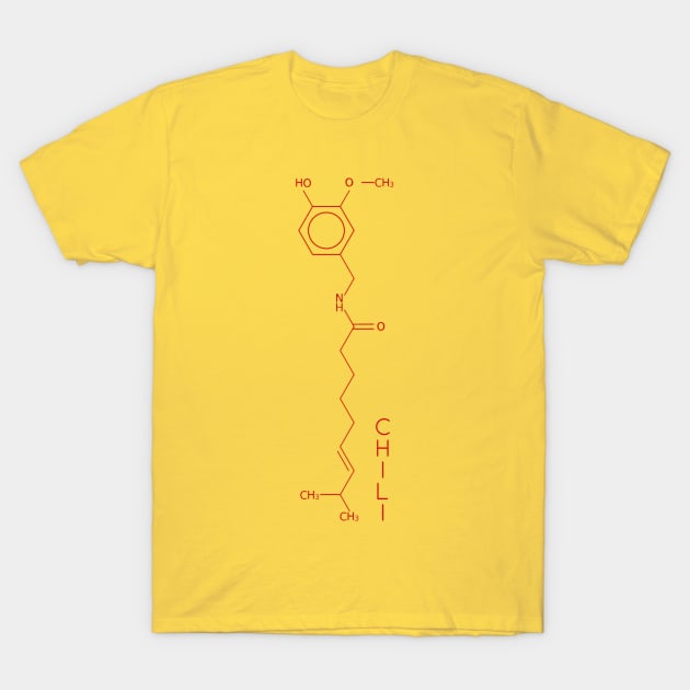 Capsaicin Molecule - Chilli Red T-Shirt by McWolf